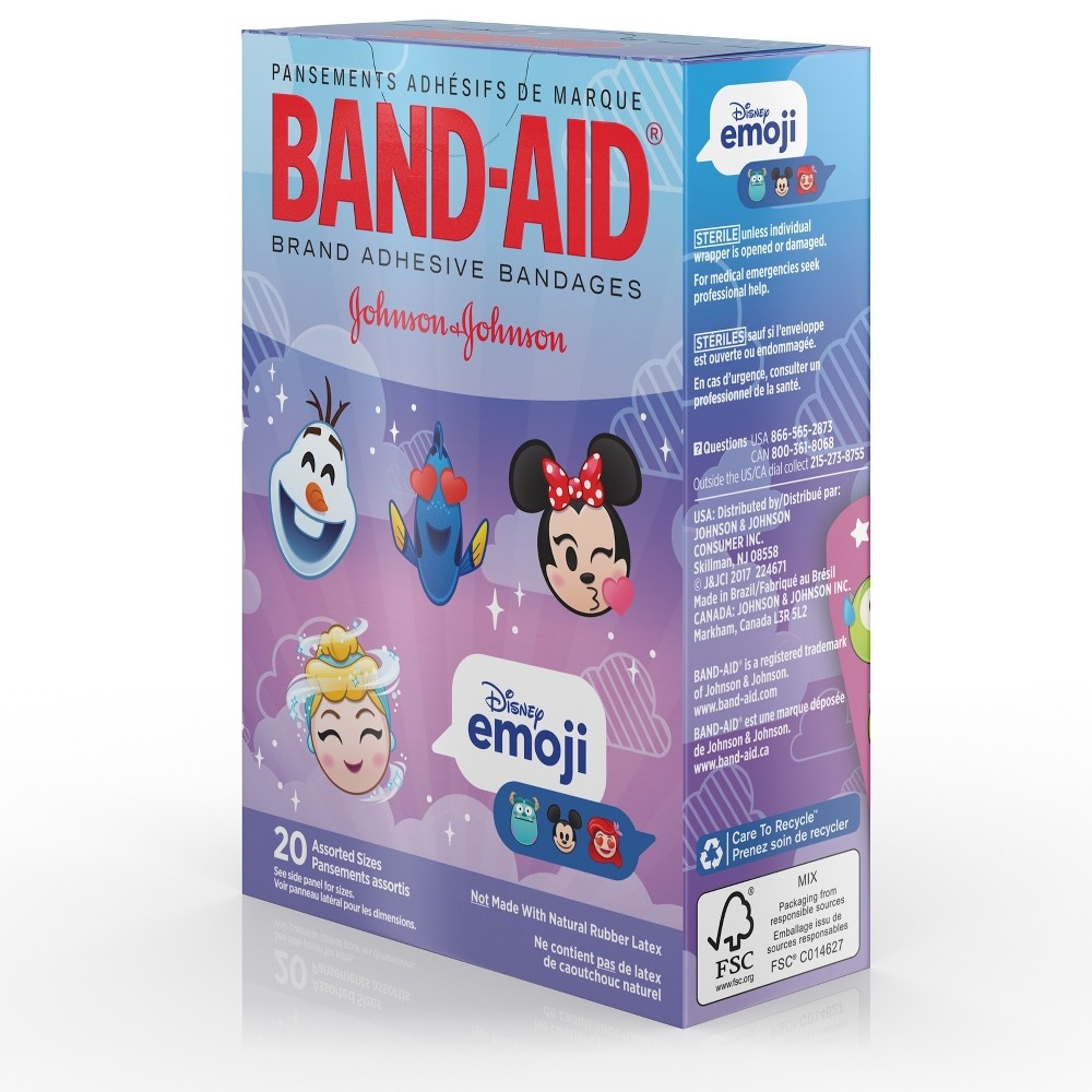 slide 8 of 8, BAND-AID Disney Emoji Assorted, 20 ct