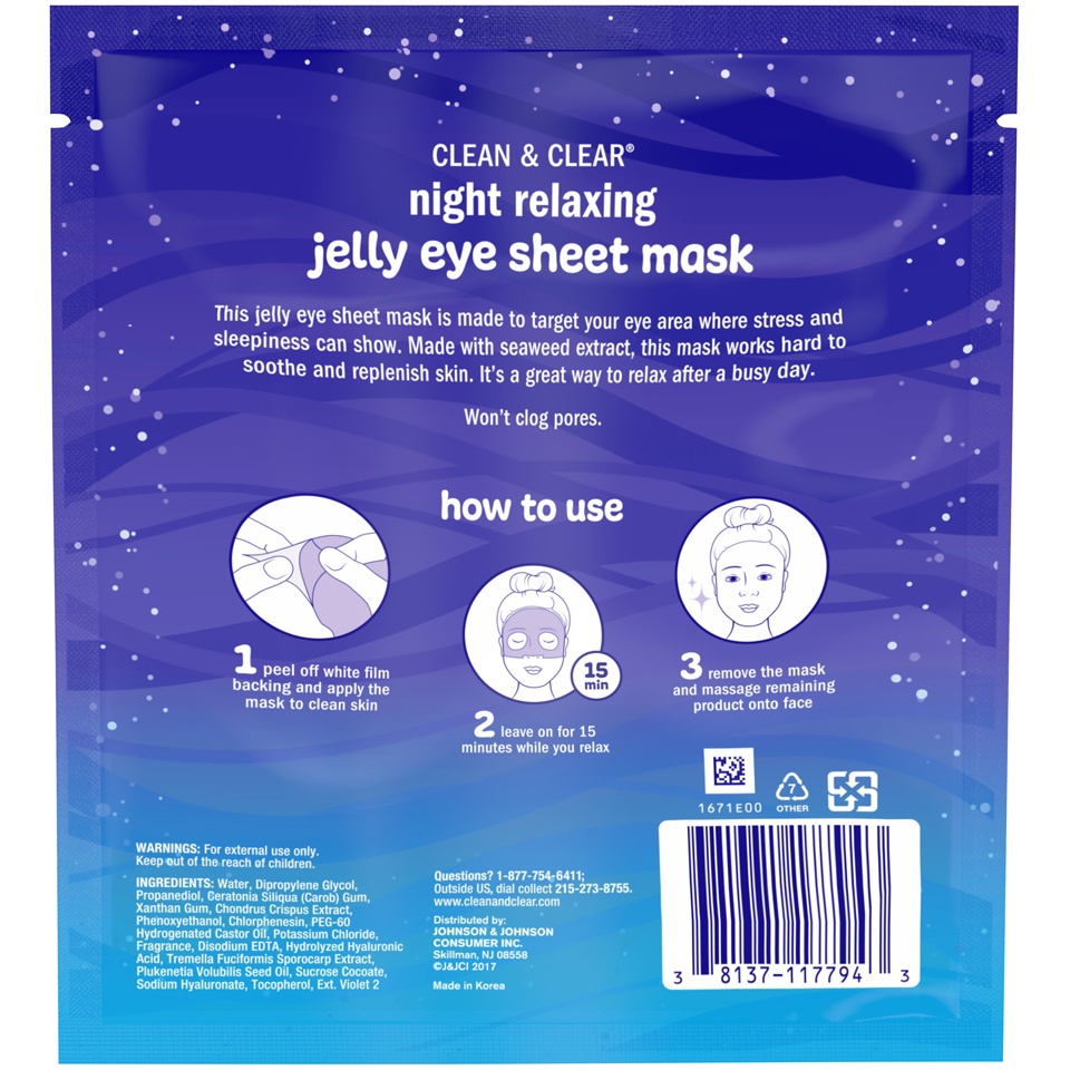 slide 6 of 6, Clean & Clear Night Relaxing Gel Sheet Mask, 1 oz