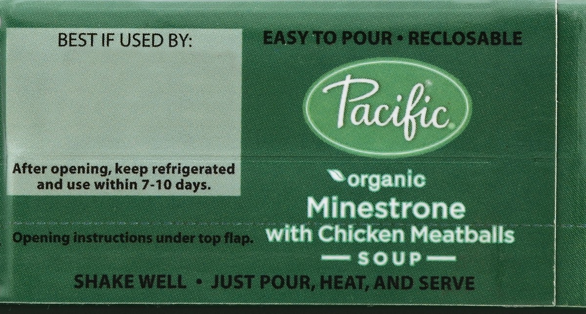 slide 2 of 4, Pacific Foods Of Oregon Inc Pacific Organic Minestrone With Chicken Meatballs Soup, 17.6 oz