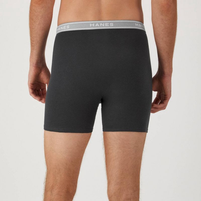 slide 5 of 10, Hanes Men's Boxer Briefs 5pk - Black/Gray M: Tagless, Breathable, Moisture Wicking, Lightweight Fabric, 5 ct