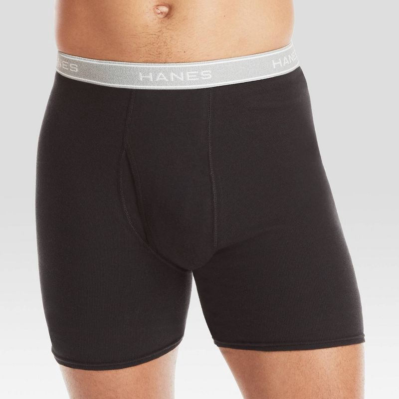 slide 8 of 10, Hanes Men's Boxer Briefs 5pk - Black/Gray M: Tagless, Breathable, Moisture Wicking, Lightweight Fabric, 5 ct