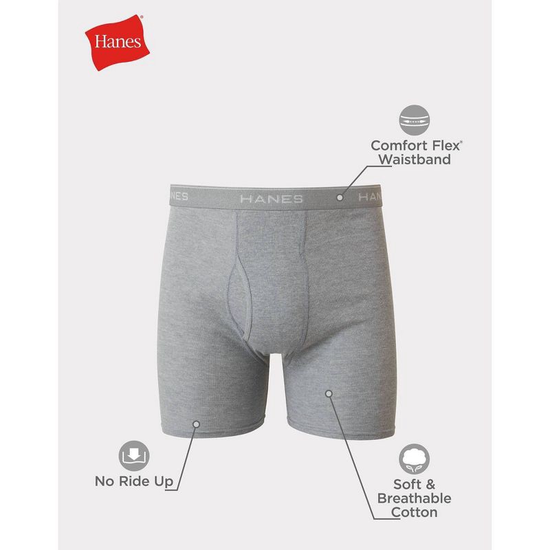slide 7 of 10, Hanes Men's Boxer Briefs 5pk - Black/Gray L: Tagless, Breathable, Moisture Wicking, Lightweight Fabric, 5 ct