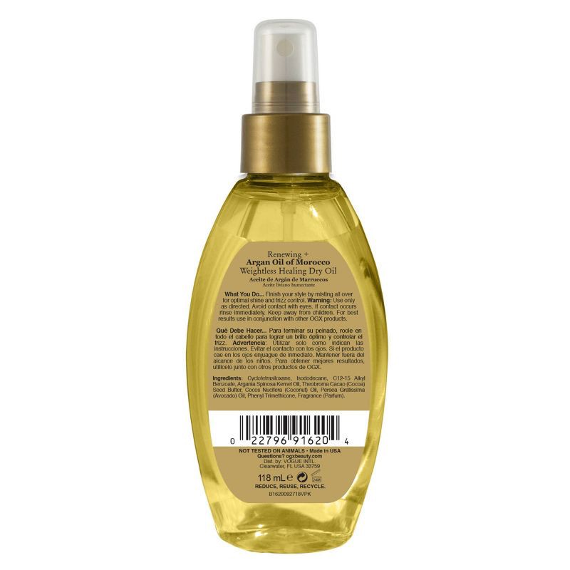 slide 2 of 5, OGX Renewing + Argan Oil of Morocco Weightless Healing Dry Oil Lightweight Hair Oil Mist - 4 fl oz, 4 fl oz