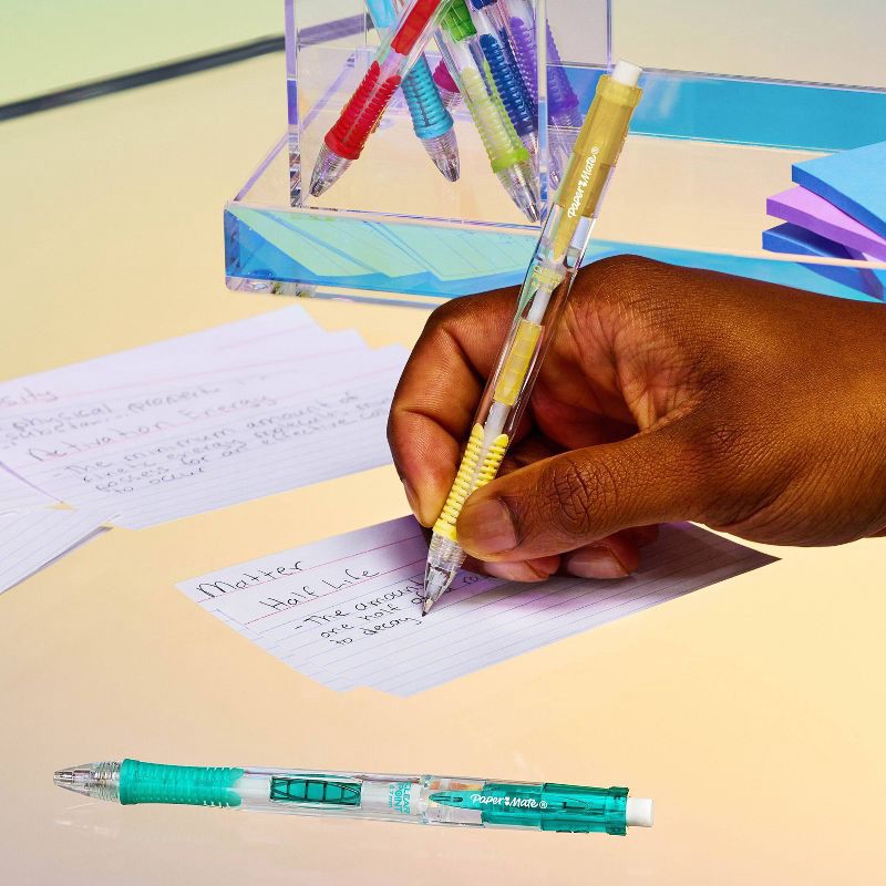 slide 7 of 9, Paper Mate Clear Point 3pk #2 Mechanical Pencils with Eraser & Refill 0.5mm Green/Blue/Purple: School Supplies, Plastic, 3 ct