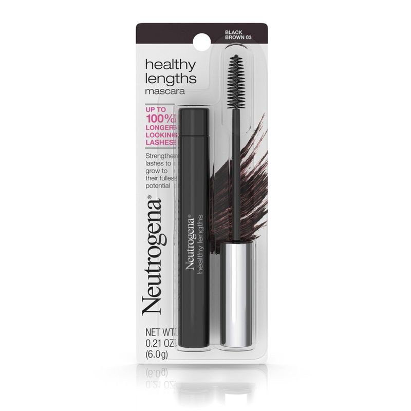 slide 2 of 6, Neutrogena Healthy Lengths Lash-Lengthening Mascara for Strong, Longer Lashes - 03 Black Brown - 0.21oz, 0.21 oz