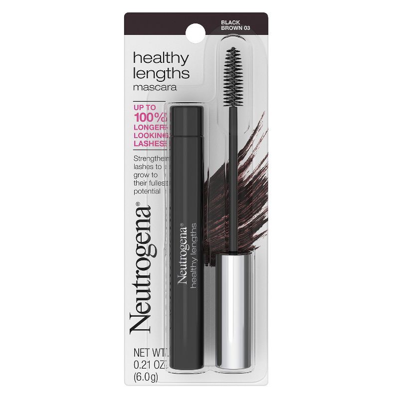 slide 1 of 6, Neutrogena Healthy Lengths Lash-Lengthening Mascara for Strong, Longer Lashes - 03 Black Brown - 0.21oz, 0.21 oz