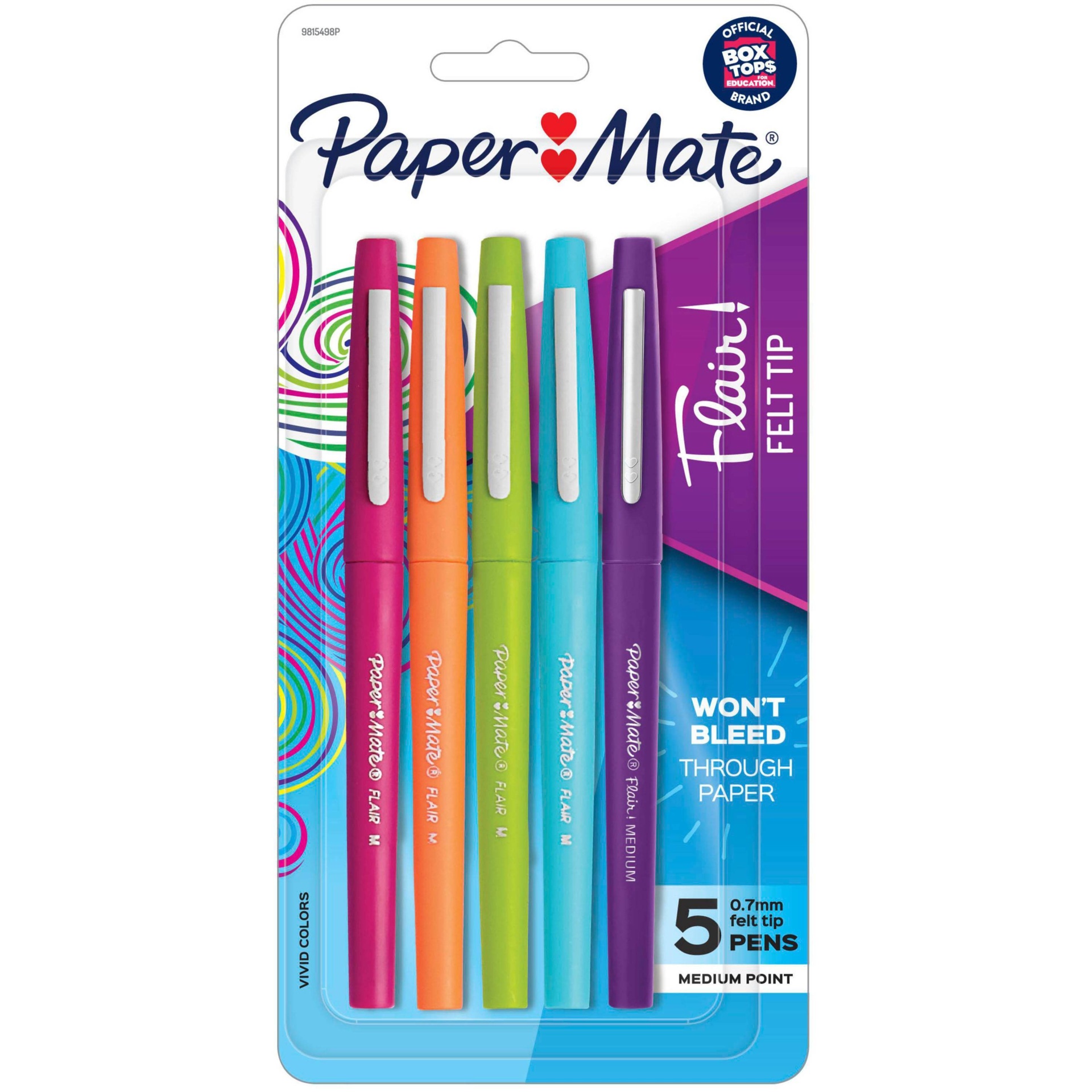 slide 1 of 10, Paper Mate Flair 5pk Felt Pens 0.7mm Medium Tip Multicolored, 5 ct