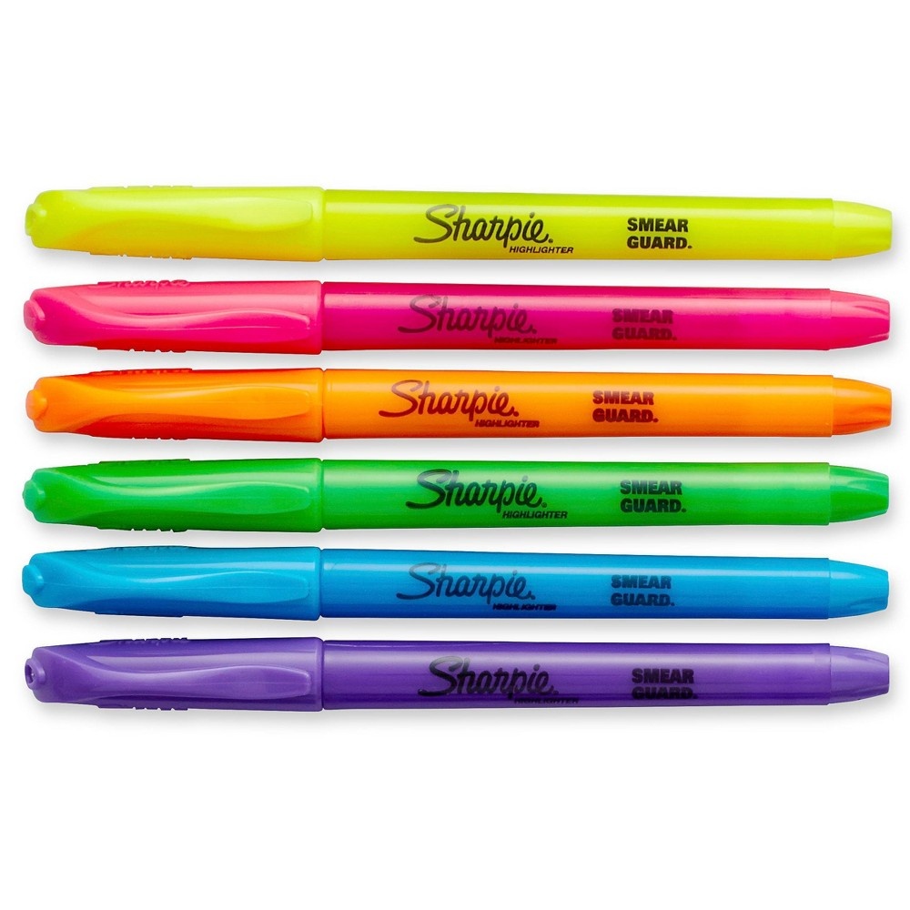 slide 2 of 10, Sharpie Pocket Highlighters Smear Guard Narrow Chisel Tip Multicolored, 10 ct