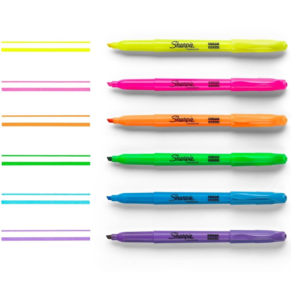 slide 3 of 10, Sharpie Pocket Highlighters Smear Guard Narrow Chisel Tip Multicolored, 10 ct