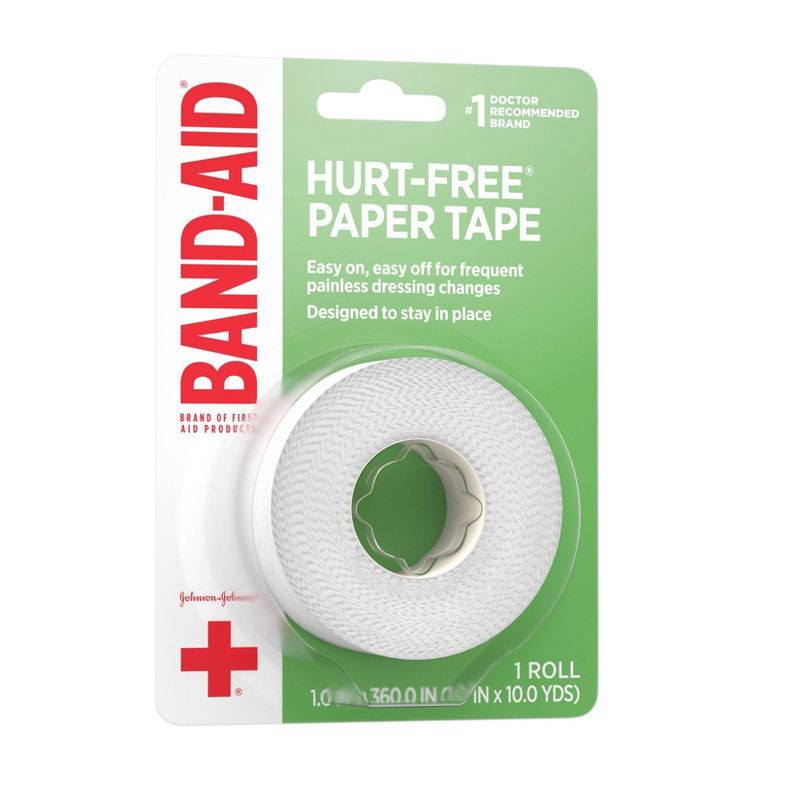 slide 14 of 15, Johnson & Johnson Band-Aid Brand First Aid Hurt-Free Medical Paper Tape - 1in x 10 yd, 1 ct