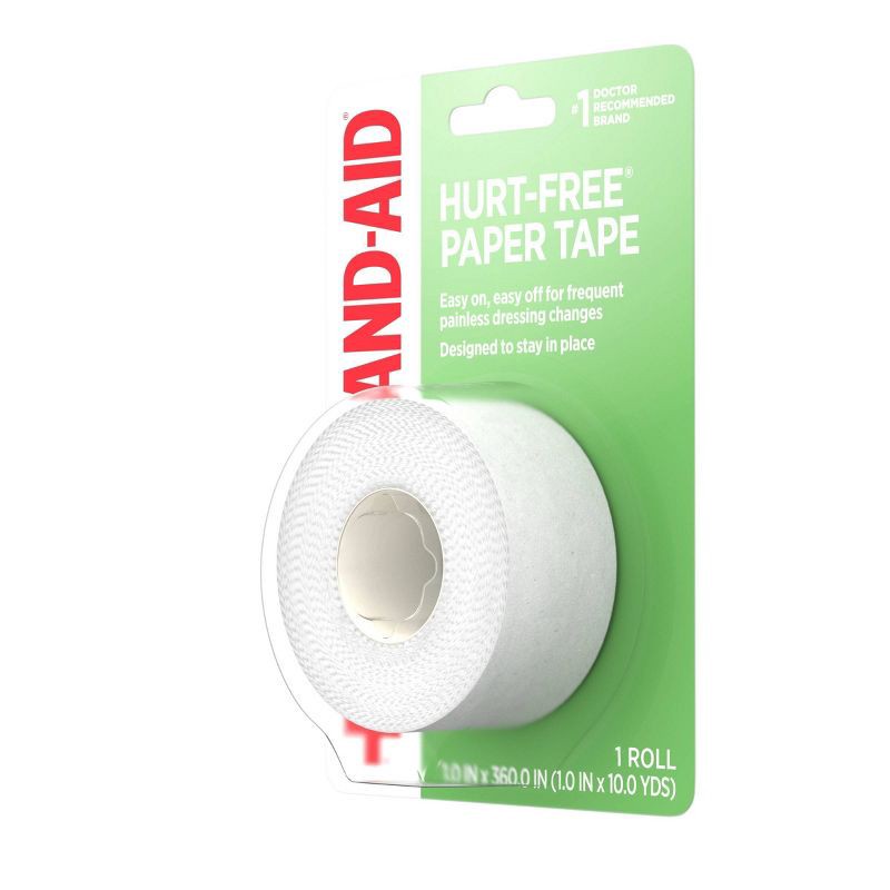 slide 7 of 15, Johnson & Johnson Band-Aid Brand First Aid Hurt-Free Medical Paper Tape - 1in x 10 yd, 1 ct