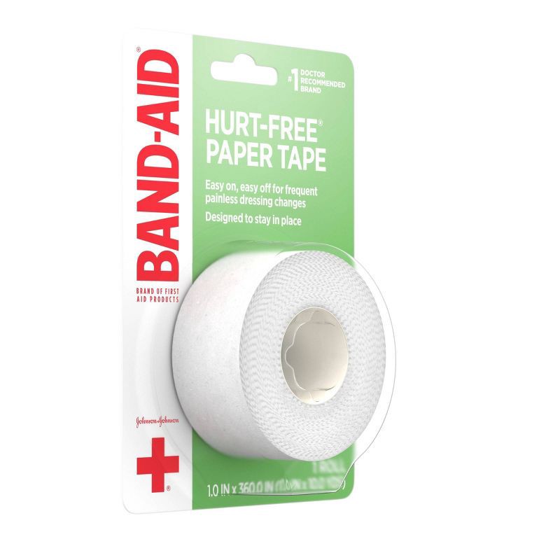 slide 10 of 15, Johnson & Johnson Band-Aid Brand First Aid Hurt-Free Medical Paper Tape - 1in x 10 yd, 1 ct
