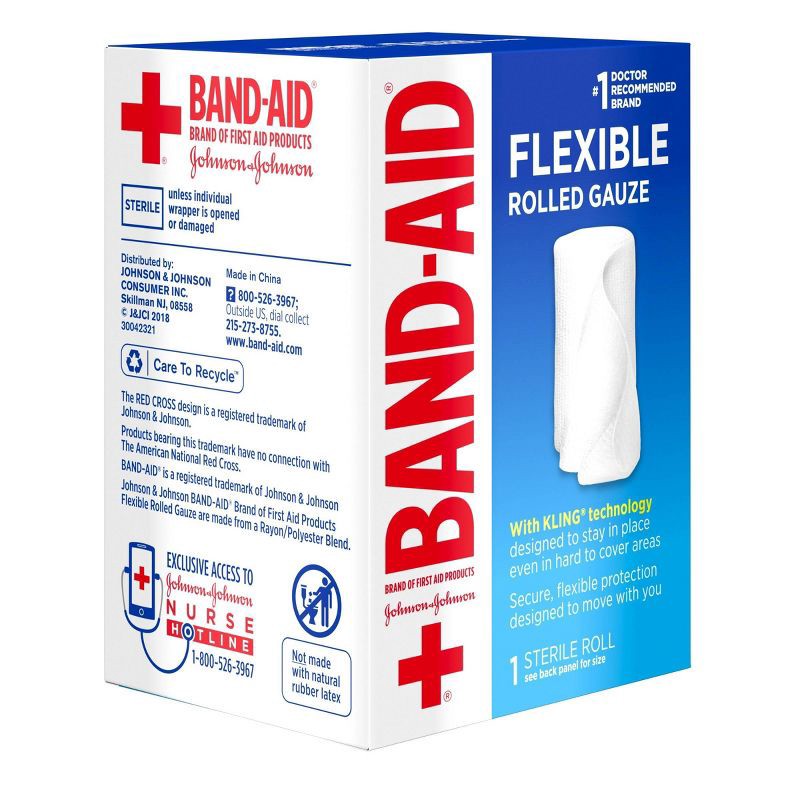 slide 3 of 6, Johnson & Johnson Brand First Aid Product Flexible Rolled Gauze - 2in x 2.5yd, 1 ct