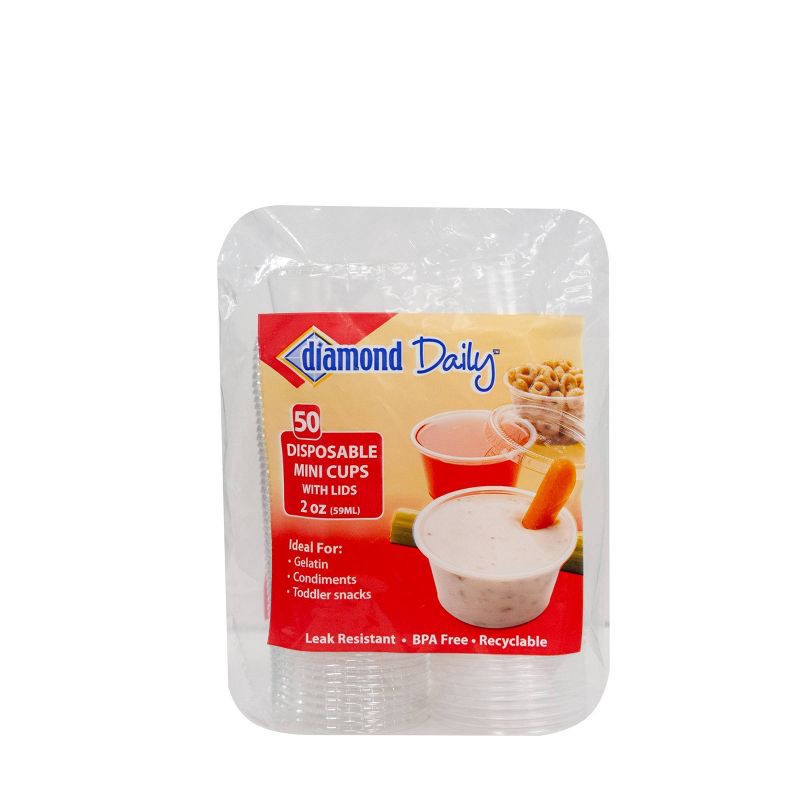slide 1 of 4, Diamond Multi-Purpose Mini Cups with Lids - 50ct, 50 ct