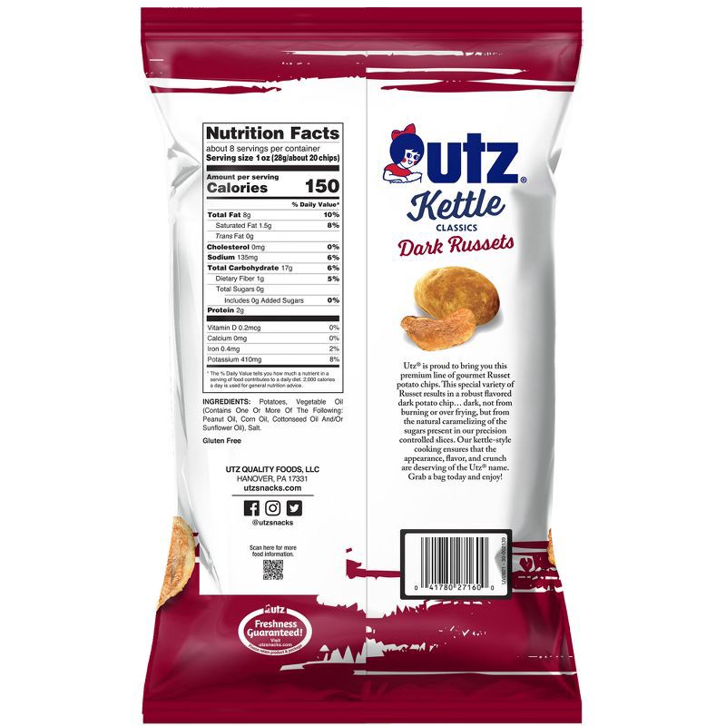 slide 2 of 6, Utz Kettle Classics Dark Russets Potato Chips - 7.5oz, 7.5 oz