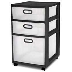 Sterilite Ultra 3 Drawer Storage Cart Black: Plastic Utility Drawers with Casters, Portable Universal Storage, No Assembly Required