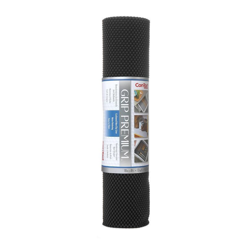 slide 1 of 4, Con-Tact Brand Grip Premium Non-Adhesive Shelf Liner- Thick Grip Black (18''x 8'), 1 ct