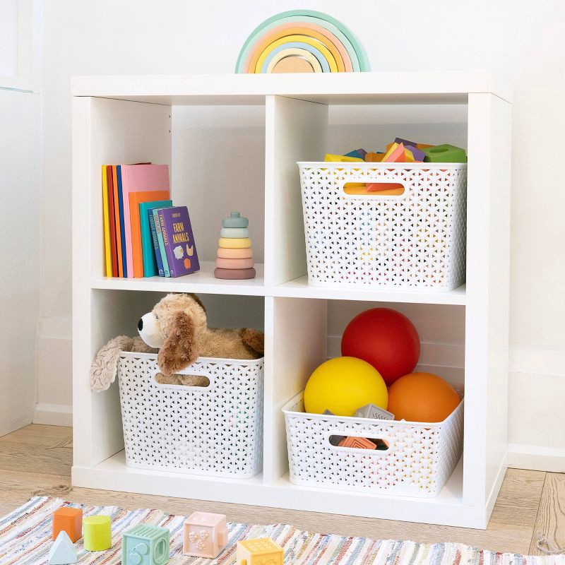 slide 3 of 6, Y-Weave Medium Decorative Storage Basket White - Brightroom™: Portable BPA-Free Plastic Bin, 13 Inch Cube Compatible, 1 ct