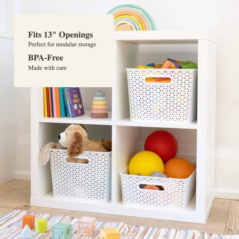 slide 4 of 7, Y-Weave Medium Decorative Storage Basket White - Brightroom™: Portable Plastic Bin, 13 Inch Cube Compatible, 1 ct