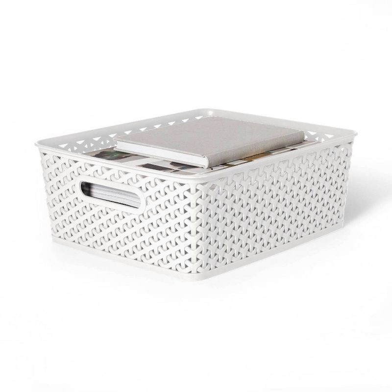 slide 6 of 6, Y-Weave Medium Decorative Storage Basket White - Brightroom™, 1 ct