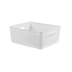 Y-Weave Medium Decorative Storage Basket White - Brightroom™: Portable Plastic Bin, 13 Inch Cube Compatible