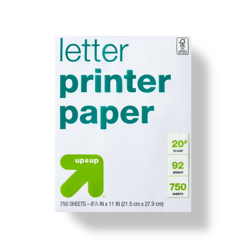 slide 1 of 3, 750 Sheets Letter Printer Paper White - up&up™, 750 ct