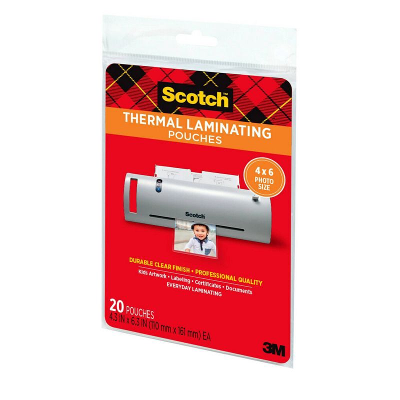 slide 2 of 11, Scotch 20ct 4" x 6" Thermal Laminating Pouches, 20 ct