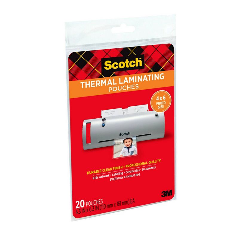 slide 3 of 11, Scotch 20ct 4" x 6" Thermal Laminating Pouches, 20 ct