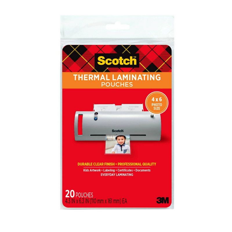 slide 1 of 11, Scotch 20ct 4" x 6" Thermal Laminating Pouches, 20 ct