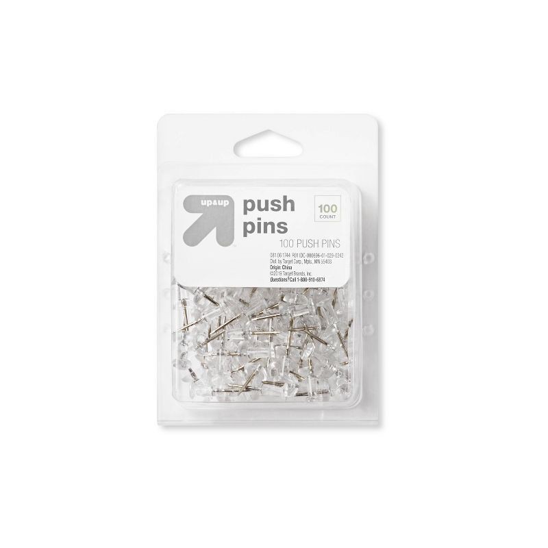 slide 1 of 3, 100ct Push Pins Clear - up&up™, 100 ct