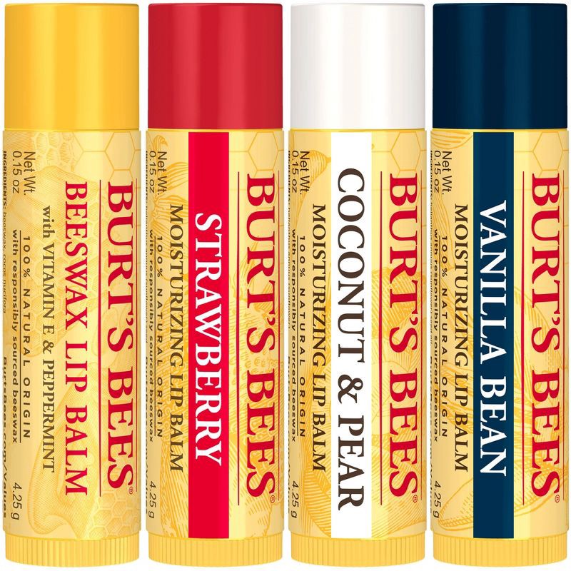 slide 2 of 8, Burt's Bees 100% Natural Origin Moisturizing Lip Balm - Best of Burt's - 4pk, 4 ct