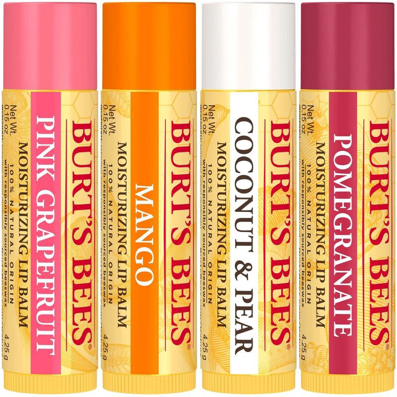 slide 2 of 9, Burt's Bees 100% Natural Origin Moisturizing Lip Balm - Superfruit - 4pk​, 4 ct