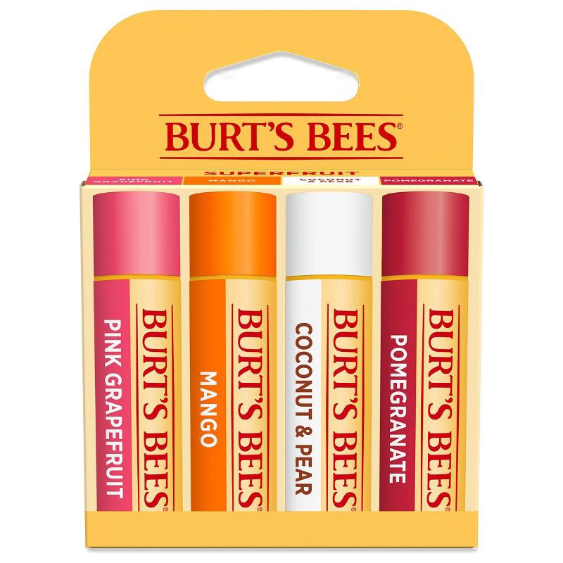 slide 1 of 9, Burt's Bees 100% Natural Origin Moisturizing Lip Balm - Superfruit - 4pk​, 4 ct