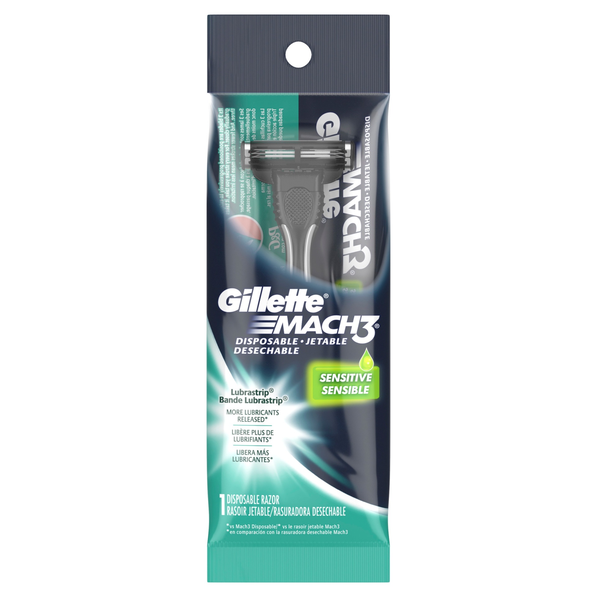 slide 1 of 4, Gillette Sensitive Mach3 Disposables Razors, 1 ct