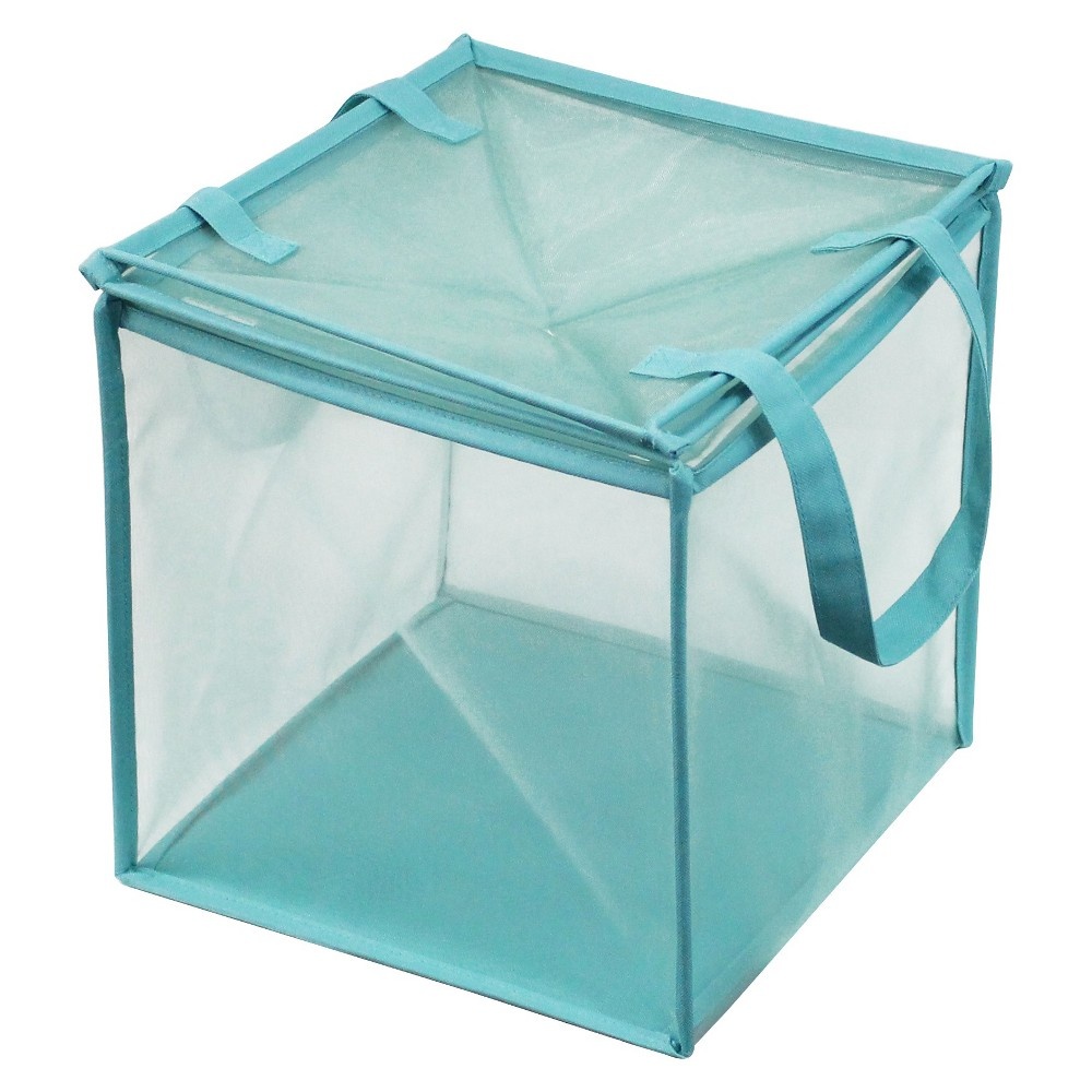 slide 3 of 5, Room Essentials Mesh Rectangular Laundry Hamper - Aqua, 1 ct