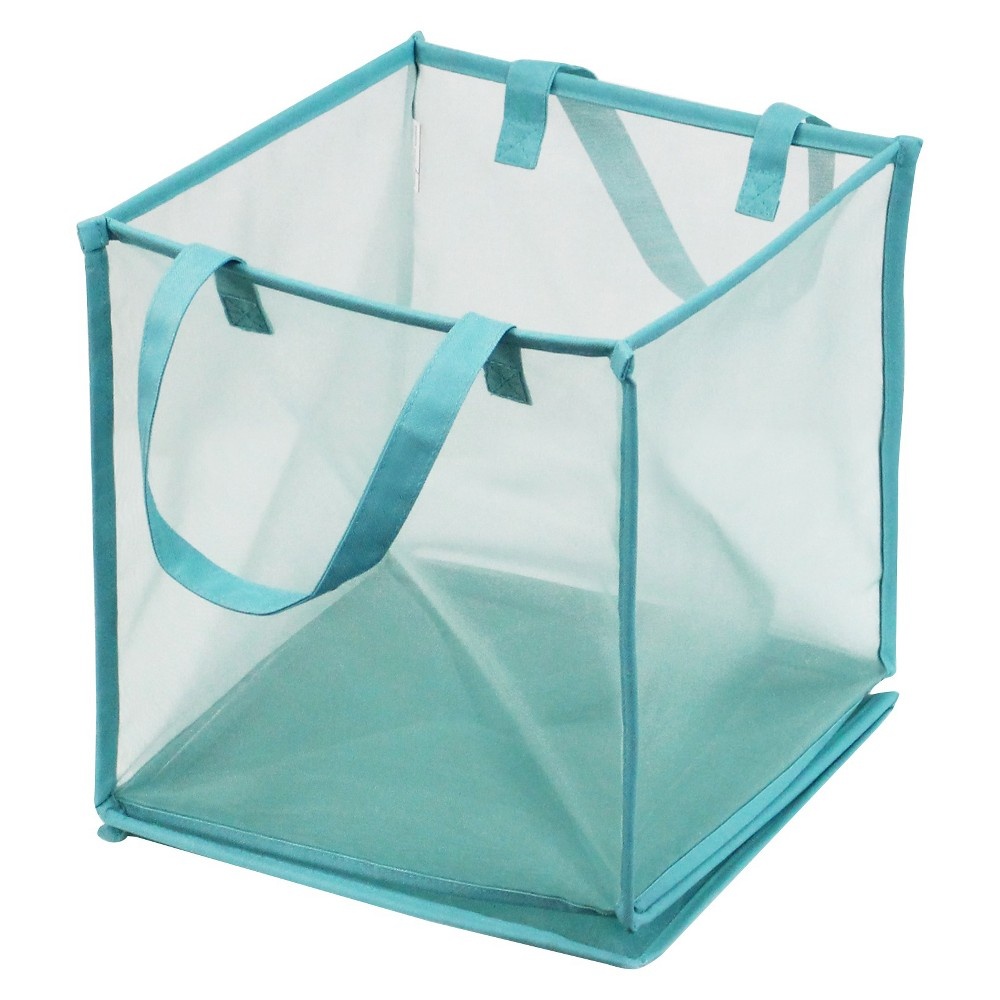 slide 4 of 5, Room Essentials Mesh Rectangular Laundry Hamper - Aqua, 1 ct