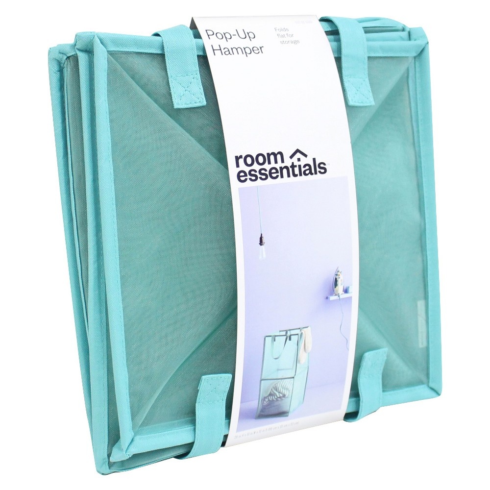 slide 2 of 5, Room Essentials Mesh Rectangular Laundry Hamper - Aqua, 1 ct