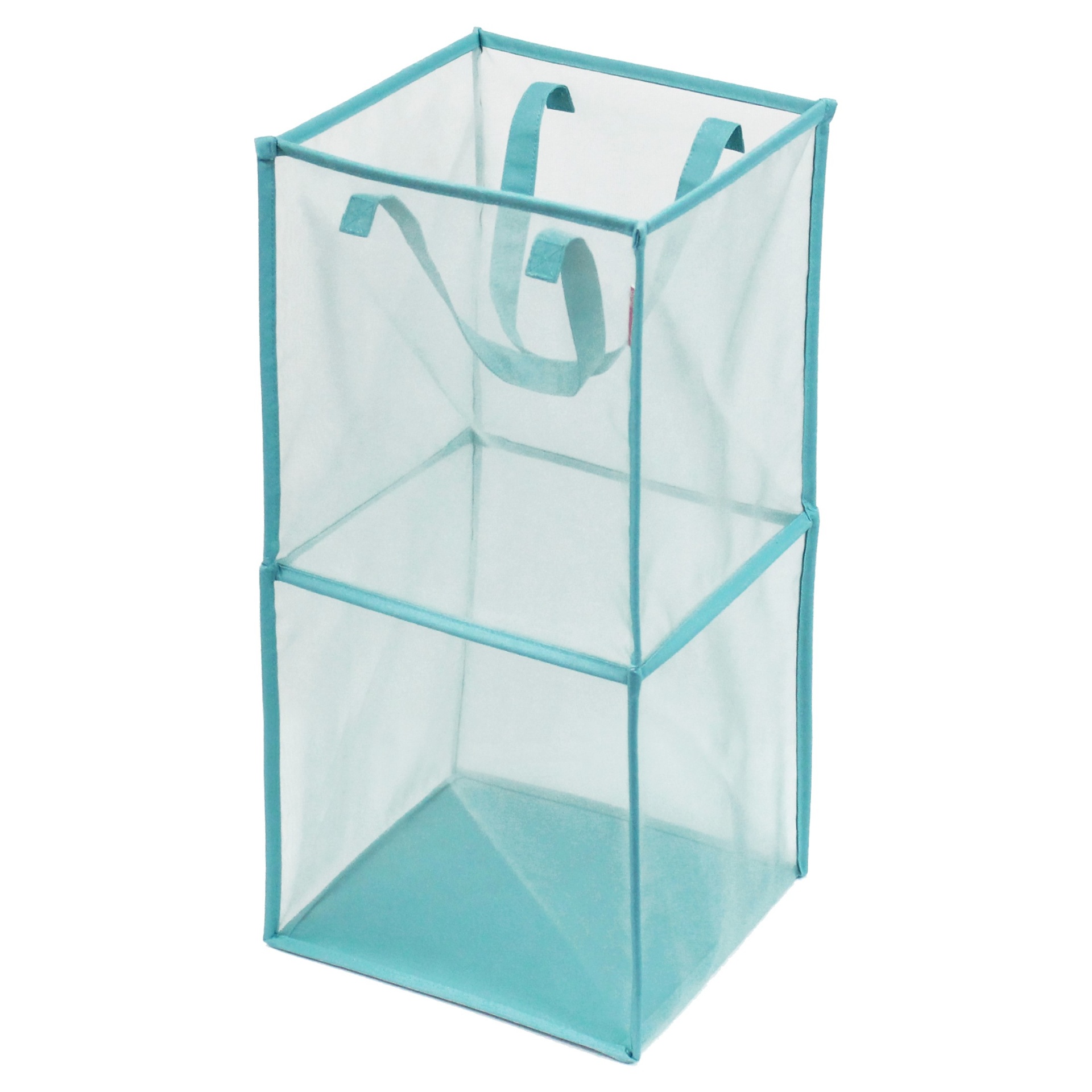 slide 1 of 5, Room Essentials Mesh Rectangular Laundry Hamper - Aqua, 1 ct