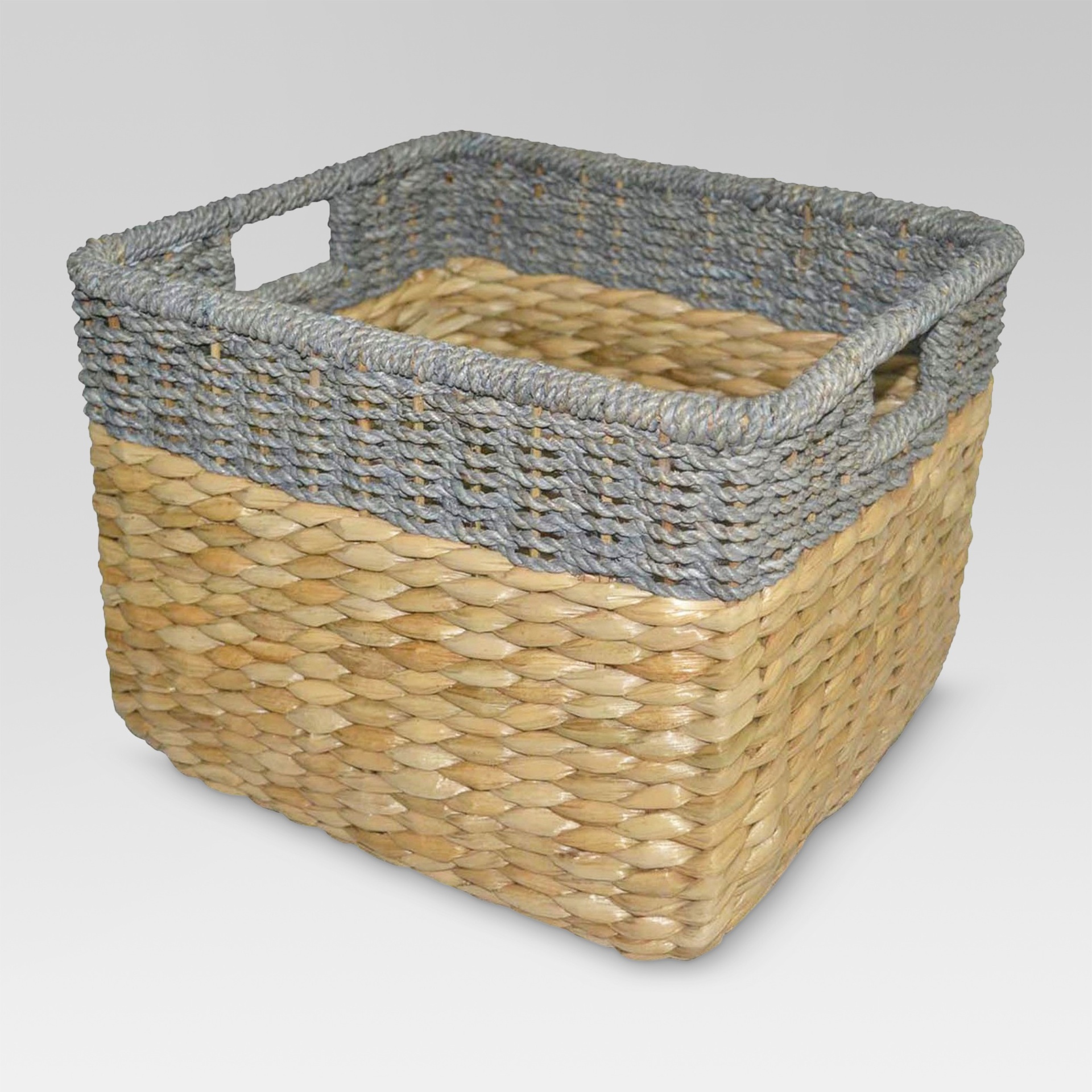 slide 1 of 4, 11"x14.5" Seagrass Rectangular Wicker Storage Basket with Gray Trim - Threshold, 1 ct