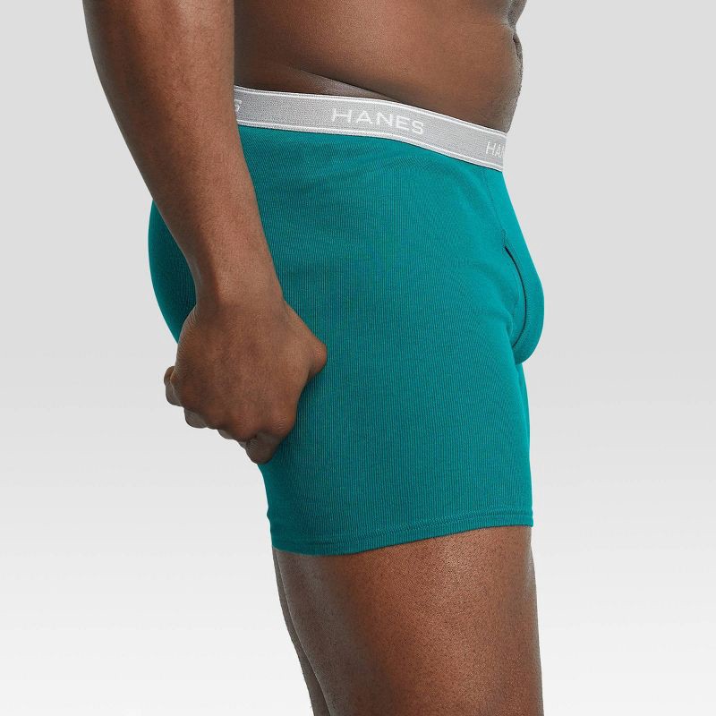 slide 4 of 6, Hanes Men's Boxer Briefs 5pk - Red/Gray/Green S: Tagless, Breathable, Moisture Wicking, Cotton Blend, Machine Washable, 5 ct