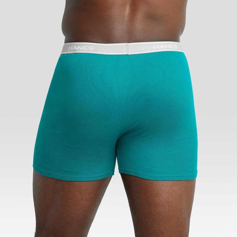 slide 5 of 6, Hanes Men's Boxer Briefs 5pk - Red/Gray/Green S: Tagless, Breathable, Moisture Wicking, Cotton Blend, Machine Washable, 5 ct
