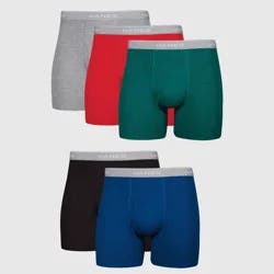 Hanes Men's Boxer Briefs 5pk - Red/Gray/Green S: Tagless, Breathable, Moisture Wicking, Cotton Blend, Machine Washable
