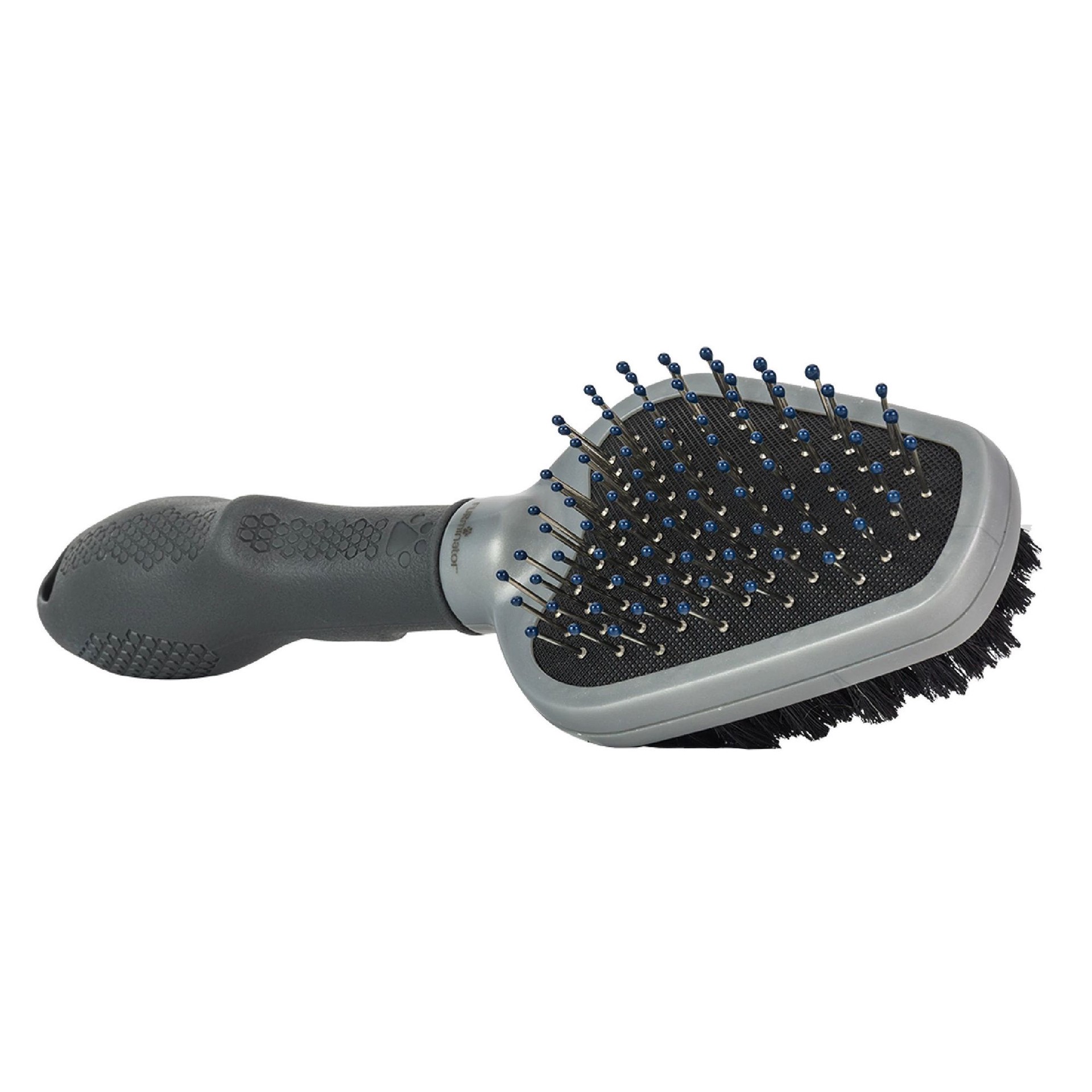 slide 1 of 1, FURminator Dual Grooming Brush 2-in-1 Daily Solution for Topcoat Care with Metal and Boar's Hair Bristles for Dogs And Cats, standard