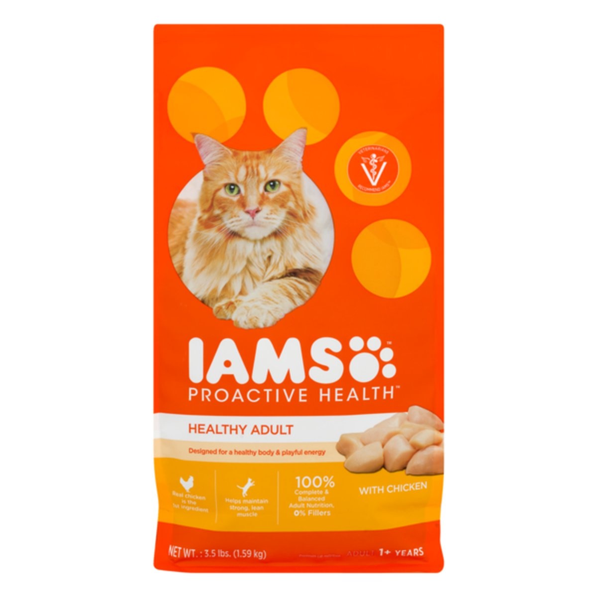 slide 1 of 1, Iams Proactive Health Healthy Adult Cat Food With Chicken, 3.5 lb