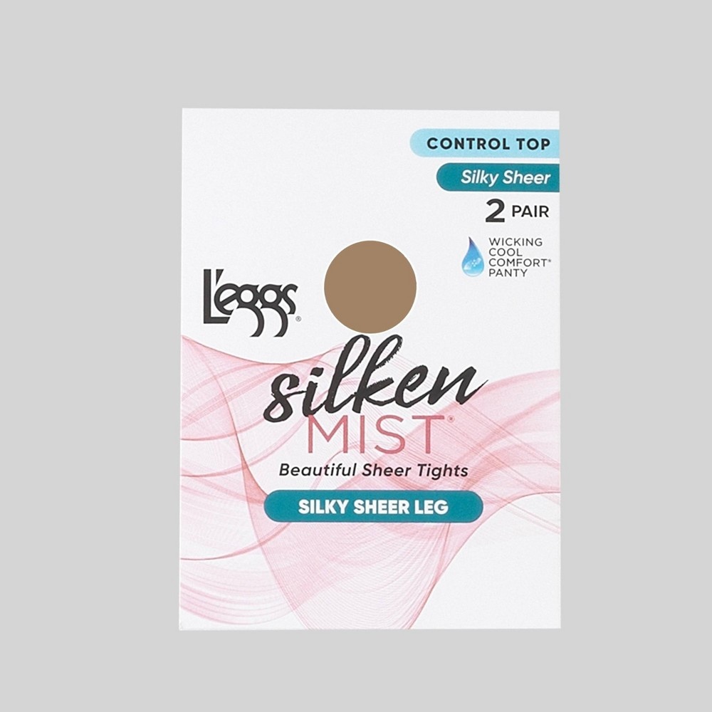 slide 2 of 3, L'eggs Silken Mist Women's Control Top 2pk Pantyhose - Nude B, 2 ct