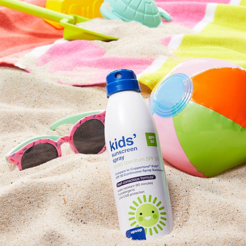 slide 2 of 3, Kids' Sunscreen Spray Twin Pack - SPF 50 - 11oz/2pk - up&up™, 0 x 11 oz, 2 ct