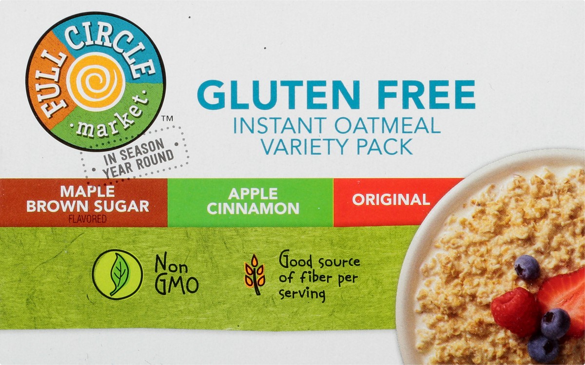 slide 7 of 13, Full Circle Market Gluten Free Variety Pack Maple Brown Sugar Flavored/Apple Cinnamon/Original Instant Oatmeal 8 ea, 8 ct
