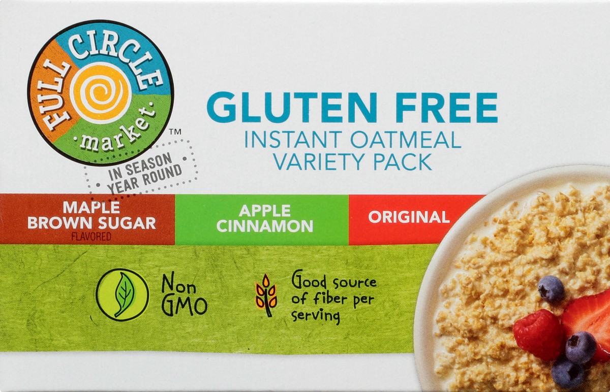 slide 13 of 13, Full Circle Market Gluten Free Variety Pack Maple Brown Sugar Flavored/Apple Cinnamon/Original Instant Oatmeal 8 ea, 8 ct