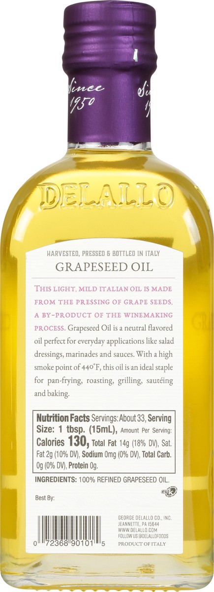 slide 6 of 13, DeLallo Grapeseed Oil 16.9 fl oz, 16.9 fl oz