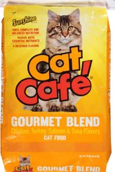 Sunshine Cat Cafe Gourmet Blend Chicken Turkey Salmon & Tuna Flavors Cat Food 12 lb